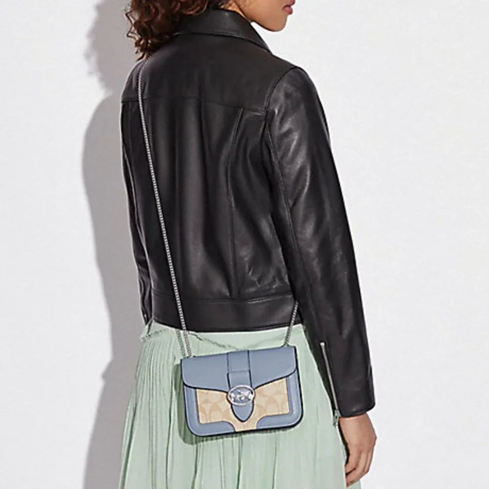 Coach Georgie Crossbody In Signature Canvas Light Khaki / Marble Blue - Picture 4 of 16